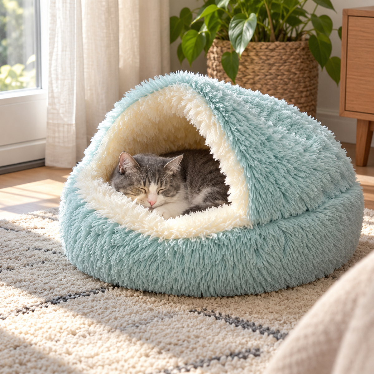 Cozy Cave Hooded Cat Bed