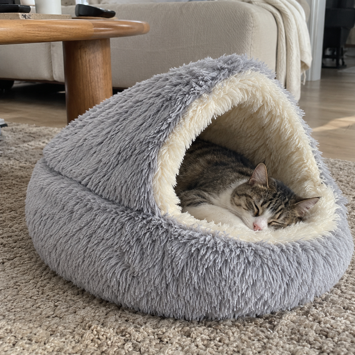 Cozy Cave Hooded Cat Bed