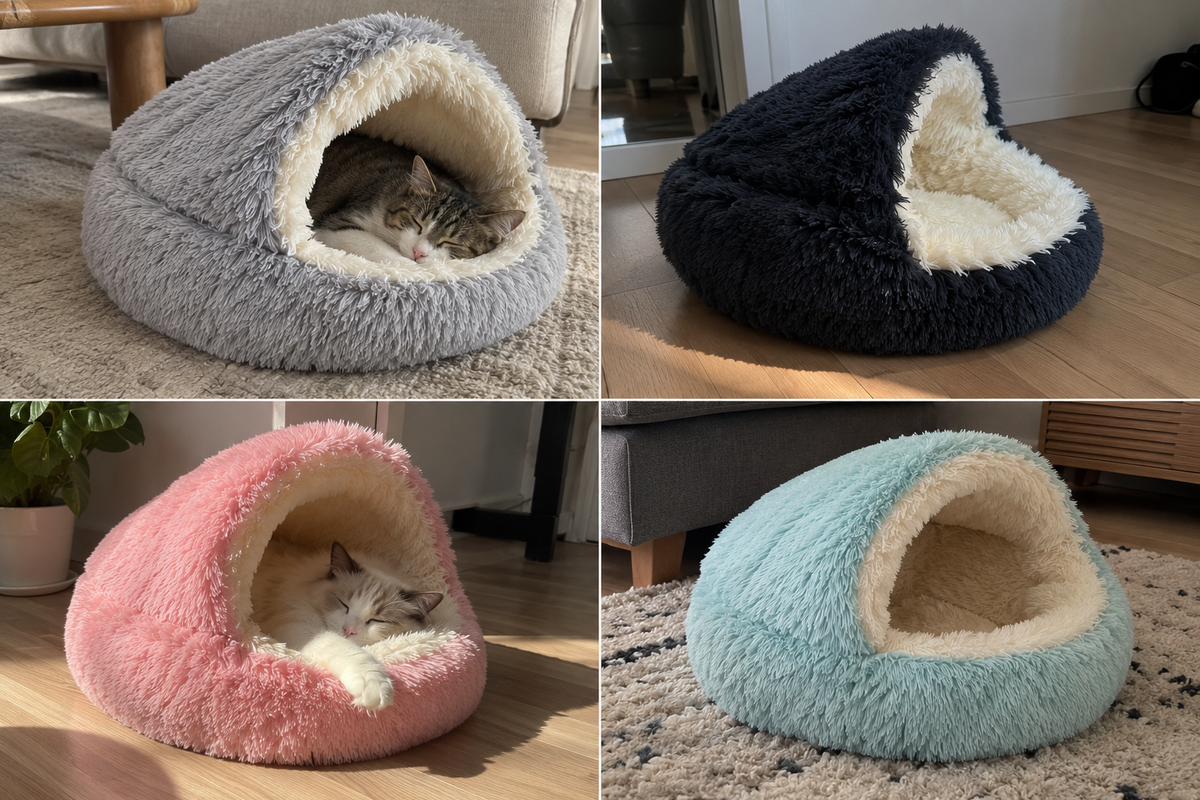 Cozy Cave Hooded Cat Bed
